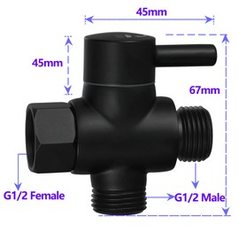 Brass Shower Arm Diverter Valve for Hand Held Showerhead and Fixed Spray Head,G 1/2 3-Way Bathroom Universal Shower System Replacement Part (Matte Black)