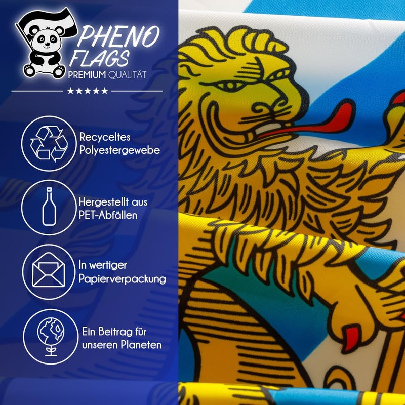 PHENO FLAGS Premium Bavaria Flag 90 x 150 cm –