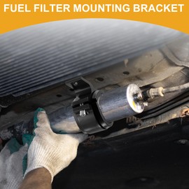 Partuto 1pcs 50mm Universal Fuel Filter Mounting Bracket - Car Fuel Pump Clamp Holder - Aluminum Alloy Black