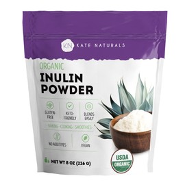 Kate Naturals Inulin Powder Organic from Blue Agave (8oz) Soluble Prebiotic Fiber for Coffee, Yogurt & Smoothies