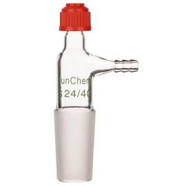 FunChem Glass Inlet Thermometer Adapter 24/40 with Side Serrated Hose Connection and Compression Screw Cap