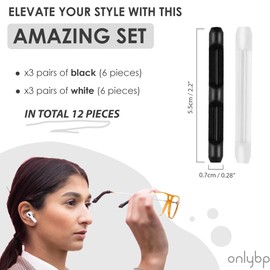 OnlyBP® 12x Silicone Glasses Ear Cushion - Eye Glasses Ear Grippers - Nose Pads for Glasses Anti Slip - Glasses Nose Grips Non Slip - Side Shields for Glasses - Eyeglass Nose Pads Anti Slip | OnlyBP