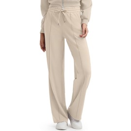 G4Free Yoga Pants Womens Wide Leg Sweatpants High Waist Trousers Pants Casual Drawstring Workout Pants Athletic Pants with Pockets (Light Khaki,XL,28")