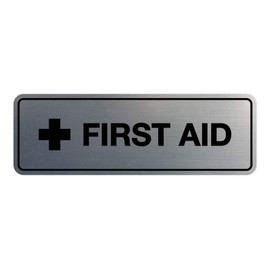 Signs ByLITA Standard First Aid Sign (Brushed Silver) - Small