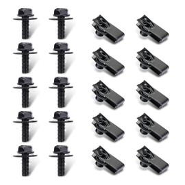 yorpyep 20 PCS Engine Cover Bolts, Bumper Fender Lining Push-Pull U-Clip, Metal Anti-Rust Retainer, Universal for Most Cars Body Repair Accessories (Black)
