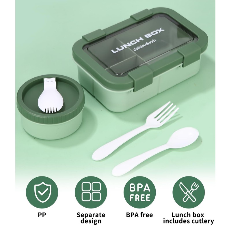 Huifoo Lunch Box Set, 1250 ml Lunch Box with Compartments