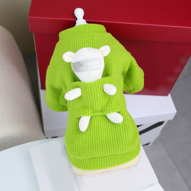 Dog Sweater Thickened Winter Apparel Knitting Wool Cute Bear Toy