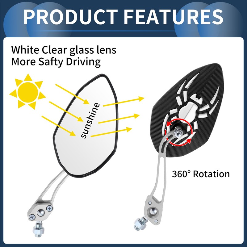 INFINAUTO Motorcycle Rear View Mirrors Bar End Side Mirrors Mount