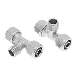 INFINAUTO Push to Connect Air Fittings 1/2" t Type Air Line Quick Joint Nickel-plated Copper 1/4"BSPT 2 Pcs Silver Tone