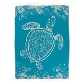Sand Cloud Extra Large Turkish Beach Towel - Free 100% Organic Cotton Yarn Quick Dry for Beach, Picnic, Blanket or Bath As Seen on Shark Tank Marine Life (Crush Turtle Teal)