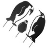 Penguin Family Stake Statue Simulation Vivid Hollow Iron Animal Stake