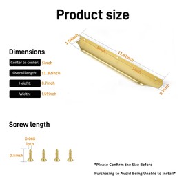 Satanga Edge Finger Pulls for Cabinet Kitchen Drawer knobs Low Profile Door Dresser Bathroom Long Cupboard Furniture Handles Aluminum 10 Pack Brushed Brass 11.81" Easy Installation