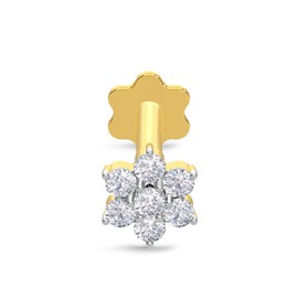 EternalDia Diamond Flower Nose Piercing Pin Screw Ring Stud 4.25mm 14k Yellow Gold 19 Guage (GHColor/I1 I2Clarity) Flower Nose pin