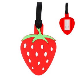 Cute Luggage Tags-Colorful Luggage Tags Cartoon Vegetable Rubber ID Tags for Travel Baggage Suitcase Bag Funny Identifiers Decor (Red)