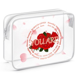 Christian Gifts for Women Faith Clear Makeup Bags with Zipper Inspiration Religious Gifts Catholic Gifts for Mom Cosmetic Travel Bag Organizer Spiritual Gifts for Friends Birthday Christmas Gift