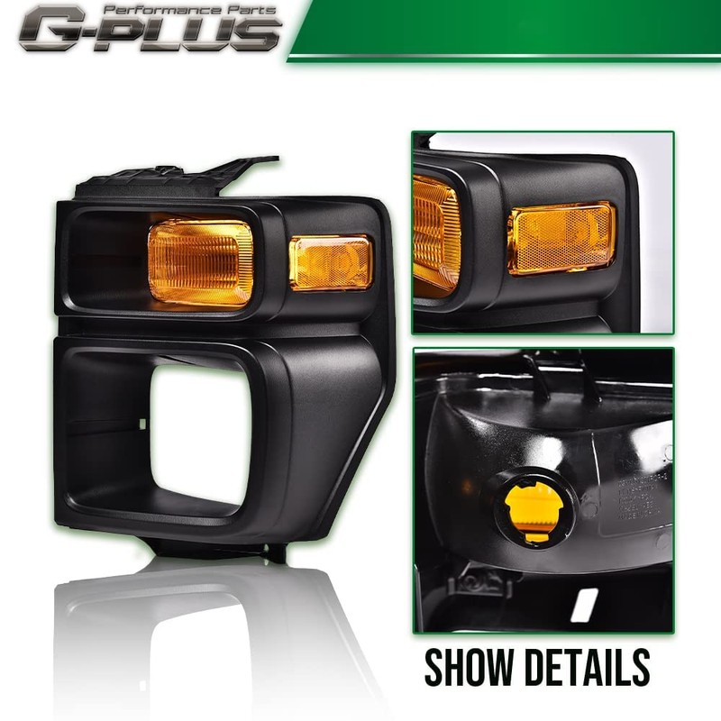 G-PLUS Headlight Trim Bezel with Parking Turn Signal Light, Compatible