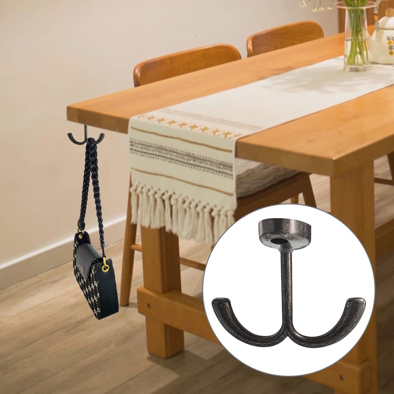 RFORPLY 6 Pcs Zinc Alloy Under Cabinet Hooks,Double Prong Drop