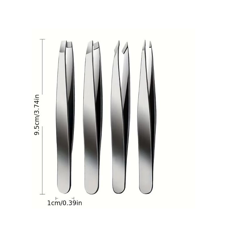 4pcs Set Professional Tweezers Set Perfect for Hair Removal &