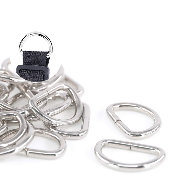 Swpeet S493 150Pcs 1inch Multi-Purpose Metal D Ring Semi-Circular D Ring for Hardware Bags Ring Hand DIY Accessories (1inch-25mm),Sliver