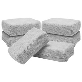 VIKING Microfiber Applicator Pads, Rectangular Polishing Pad, Cleaning Pads for Car Detailing, 3 Inch x 5 Inch, Grey, 6 Pack