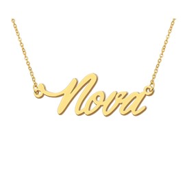 18k Gold Plated Nova Name Necklace Initial Pendant Charm Stainless Steel Jewelry for Womens Moms