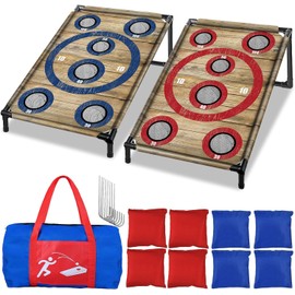 NZQXJXZ Portable Cornhole Board Set 3x2 Ft with 8 Bean Bags Corn Hole Toss Game Cornhole Games for Indoor and Outdoor Parties, Ideal for Kids, Adults, Camping Travel,Parties,Beach, Yard