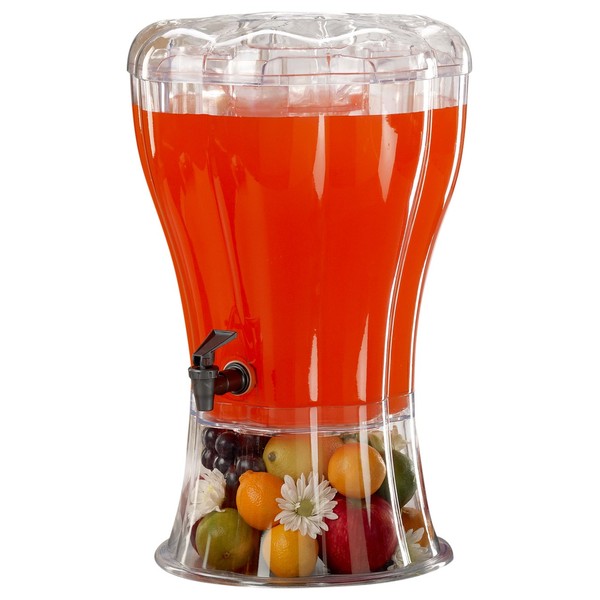 Buddeez Clear Drink 3.5 Gallon Plastic Beverage, Comes with Stand, Spigot, Ice Cone, Large Punch Dispenser for Parties