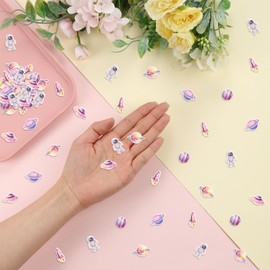 Jollyboom Outer Space Party Decorations Girl, 200pcs Pink Space Theme Party Confetti Double-Sided Printing for First Trip Around The Sun Two The Moon Astronaut Birthday Baby Shower Party