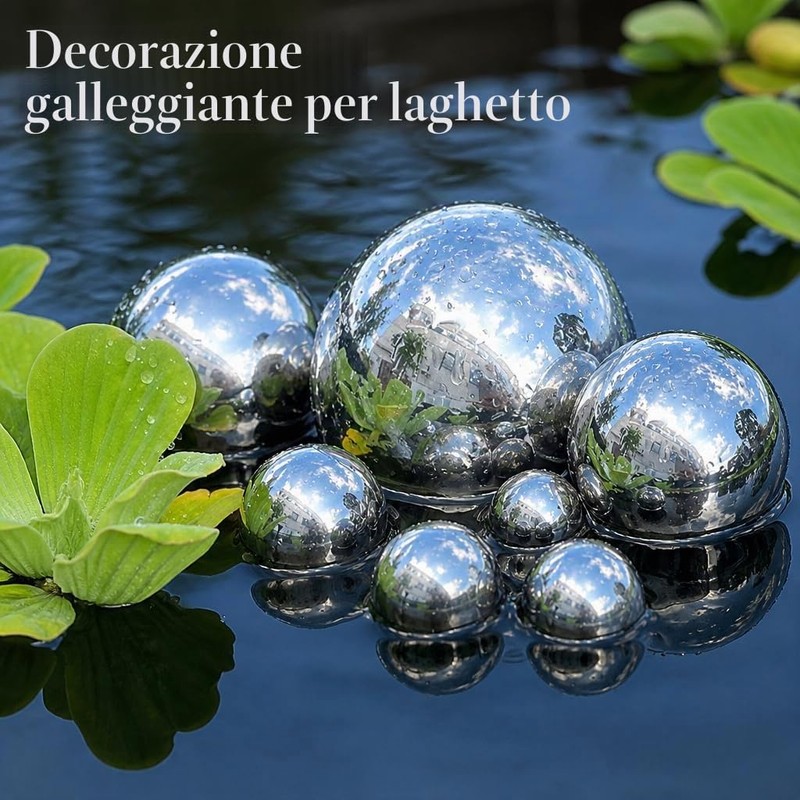 MIJOMA Set di 7 palline decorative da giardino in acciaio