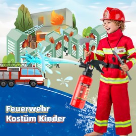 Seawhisper Seawhisper Kinder Feuerwehr Kostüm Jungen Feuerwehrmann Fasching Karneval Faschingskostüme 110/116