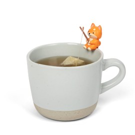 TeaMates - 1pc Cute Fishing Dog - Shiba Inu with Stick - Tea Bag String Holder - Tea Accessory for Cup and Mug - Unique Funny Holiday Novelty Gift - Animal Figurine Drink Marker