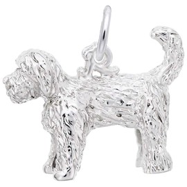 Sterling Silver Labradoodle Dog - 0.69" x 0.56" (16mm x 14mm)