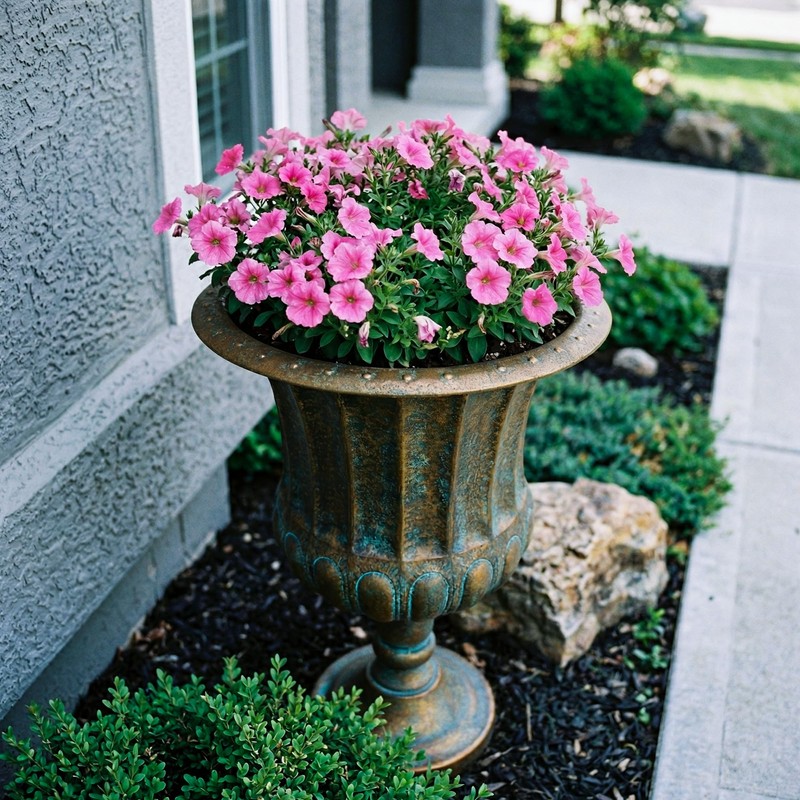 Worth Garden 24.5" H. Metal Urn Planters 1-Pack - Bronze
