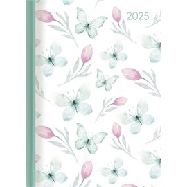 Alpha Edition - Ladytimer Butterfly 2025 Pocket Calendar, 10.7 x 15.2 cm, Calendar with 192 Pages, Notes after Every Day, Moon Phases and International Calendar