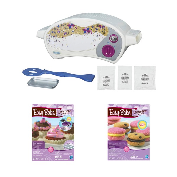 Easy Bake Oven Star Edition + Red Velvet Cupcakes + Chocolate Chip and Sugar Cookies Refill Setl. Set of 3 Items
