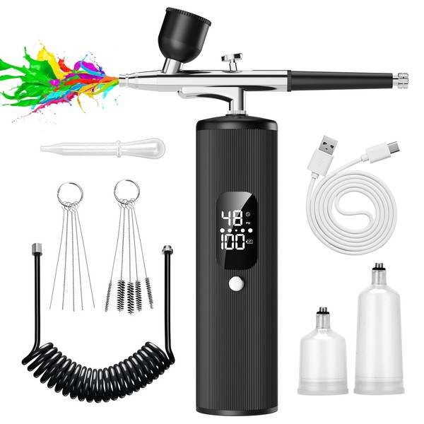 INVIMENT Airbrush Kit with Compressor - 48PSI High Pressure, Non-Clogging