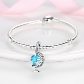 PANPOKI Travel Holiday 925 Sterling Silver Charms for Bracelets and Necklace Dangle Pendants Airplane Passport Globe Slippers Bead Jewelry Present for Women Family Friends