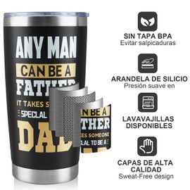 Termo para Café de 20 oz/590 ml - Regalo Ideal para el Día del Padre, Cumpleaños de Papá, Abuelo o Tío, Vaso Térmico Acero Inoxidable,Termo Dia del Padre(Amarillo)
