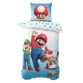 Bed Linen 135 x 200 cm, Bed Linen 80 x 80 cm + 135 x 200 cm, Children's Teenagers Microfibre Bed Linen, Comfortable and Soft (Mario)
