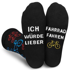 Gemtte Bicycle Socks Gifts for Cyclists, Socks with Saying Ich Würde Lieber Fahrrad Fahren, Cycling Socks for Men, Friend, Brother, Boys