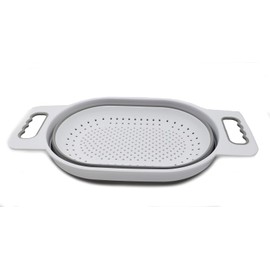 SAMMART 5L (1.3 gallon) Over The Sink Oval Colander (1, White/Grey)