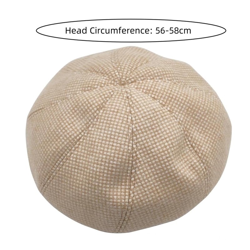 Michear Beret Hat Women Plaid Vintage Octagonal Casual Cotton Hat