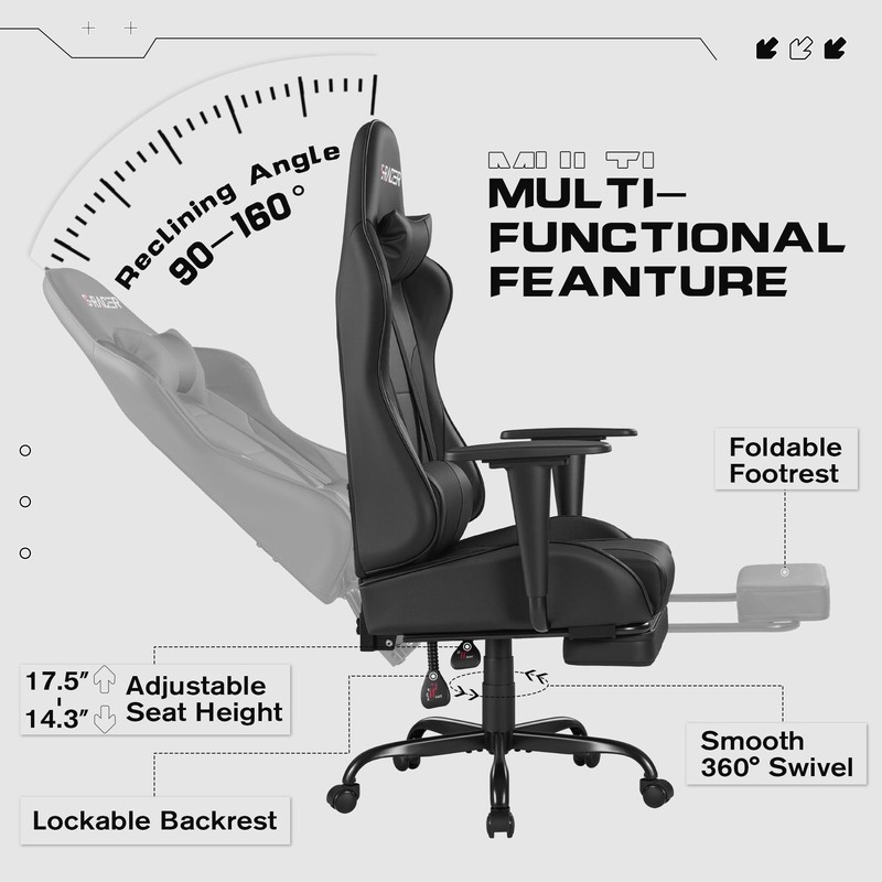Homall Gaming Chairs, Computer Chair with Footrest and Massage Lumbar
