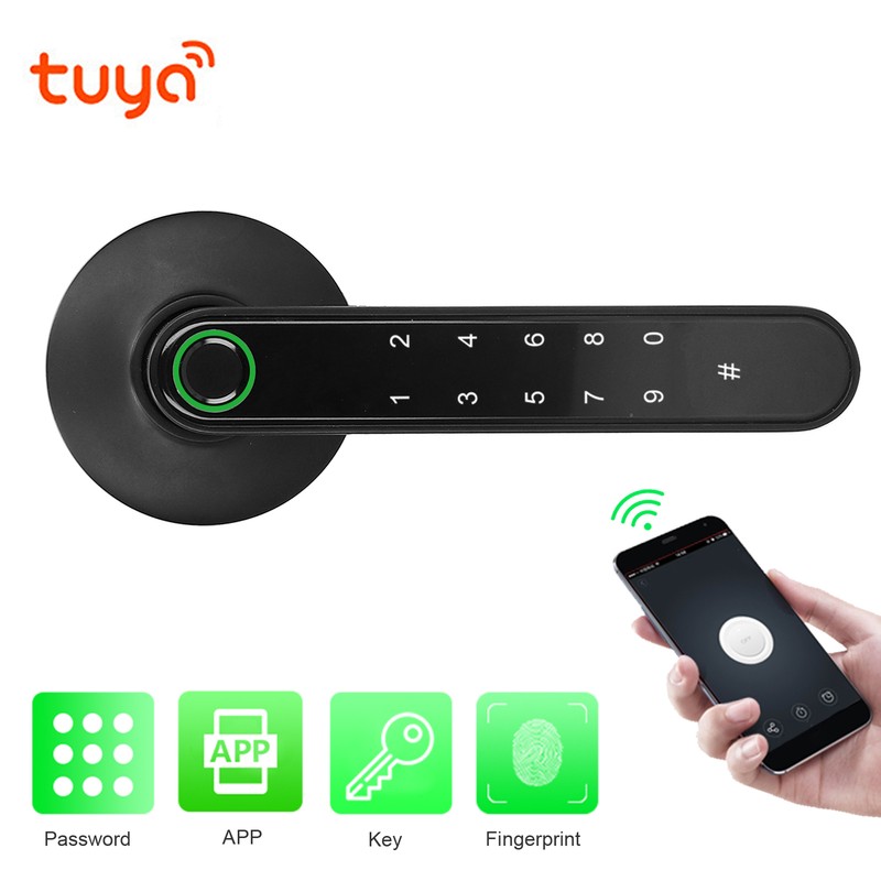 Fingerprint Lock Keyless Entry Smart Handle Password Electronic for Tuya