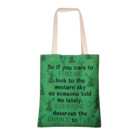 AKTAP Broadway Musical Gifts Wcked Quote Tote Bag Everyone Deserves The Chance To Fly OZ Bag for Musical Lover Theatre Gift (Wcked Quote Tote Bag)