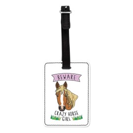 Gift Base Beware Crazy Horse Girl Visual Luggage Tag with Black Strap