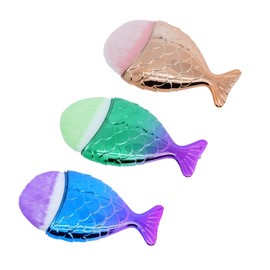 XOXVURI 3 Stück Fish Tail Foundation Brush Nail Dust Remover Brush Powder Blush Fishtail Nail Cleaning Brush Staubpinsel Nägel For Nail Art Dust Powder Remover