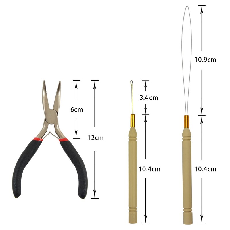 Hair Extensions Tool Kit Black Hair Pliers Pulling Hook Bead