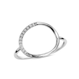 LeCalla 925 Sterling Silver CZ Rings for Women | Stackable Open Circle Rings with Cubic Zirconia Stones | Open Circle Karma Statement Promise Ring(Size - 5 No.)