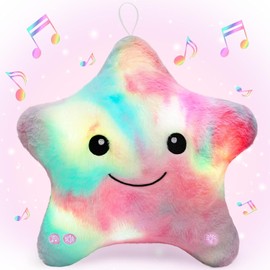 Subao Sensory Toys for Toddlers,14" Toddler Pillow with Light & Music,Plush Star Night Light for Kids Autism Sensory Products,Birthday Xmas Gifts for 3 4 5 6 7 8 9 10 Year Old Boys Girls Colorful